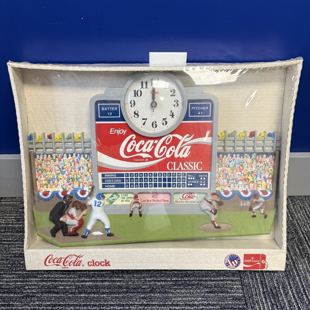 Vintage 90s Burwood Coca Cola Clasdic Coke Clock Baseball Stadium 3D New Sealed